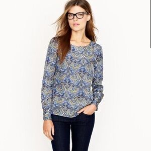 NWoT J.Crew Talitha Silk Blouse in Royal Paisley